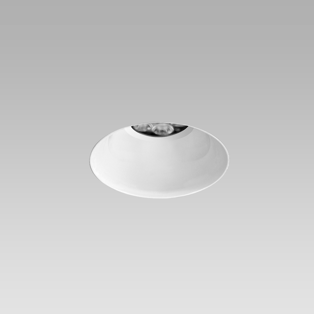 Recessed ceiling downlight for interior lighting, trimless and with white optic