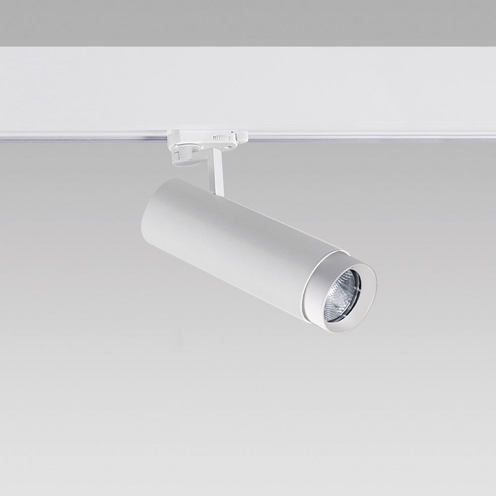 Electrified track and spotlights  Spotlight for electrified track for accent lighting in stores, show-rooms and outlets