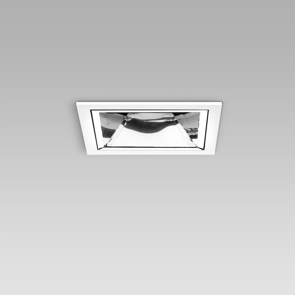 Ceiling recessed luminaire for indoor lighting with elegant squared design with IP43 glass