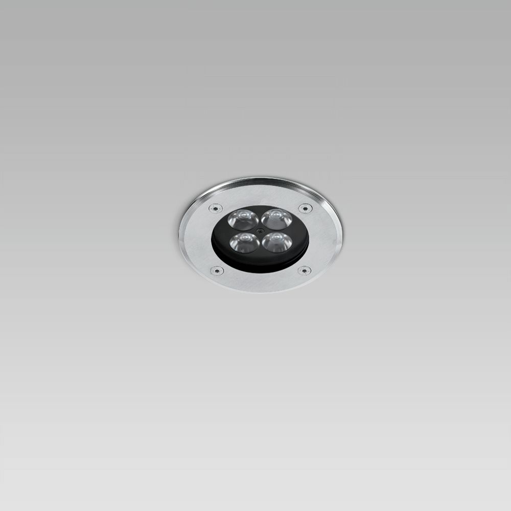 Recessed ceiling downlight with high protection degree for outdoor lighting, in aluminium and stainless steel