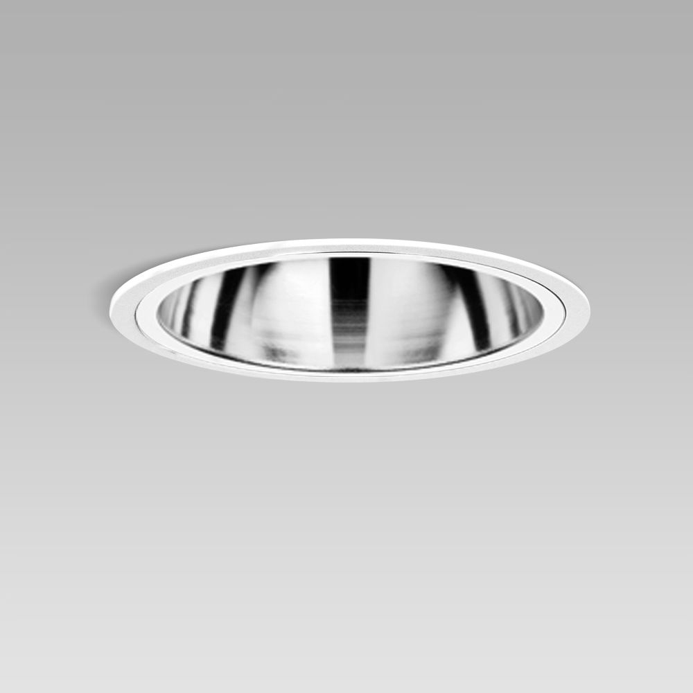 recessed downlight for a functional and decorative lighting of interiors, with glass and symmetric optic