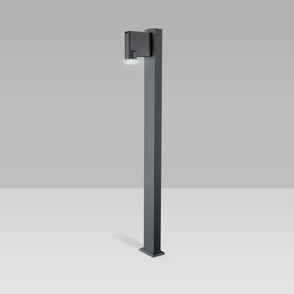 Bollard light featuring a unique design for garden and pedestrian areas lighting with radial optic